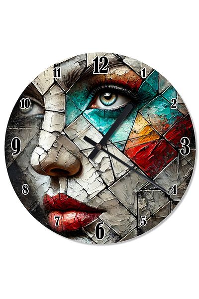 Tablomega Colorful Woman's Face Silent Wall Clock