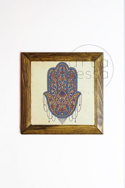 Artavessa Πέτρινο Πίνακας με Πλαίσιο Μασίφ Ξύλο 16 x 16 cm - Fatma Ana Eli 3