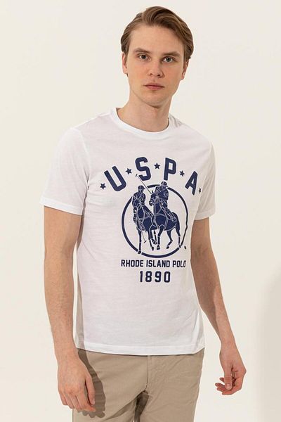 U.S. Polo Assn. Ανδρικό μπλουζάκι με λευκό λαιμόκοψη