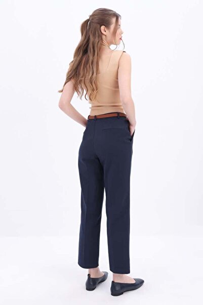 ALLDAY Navy Blue-Cotton Large Size Fabric Pants