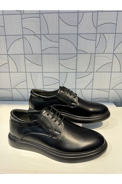 Anıl Ayakkabı Pantofi de zi cu zi clasici pentru bărbați - St 301 negru, piele naturală, talpă moale groasă, ușoară, 39-45