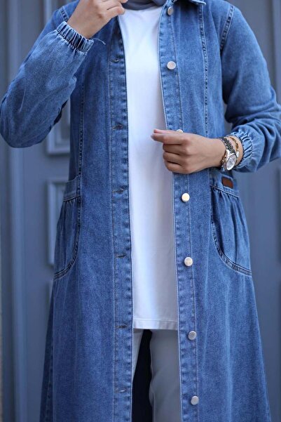 benguen 7929 Șapcă denim cu nasturi în față Albastru