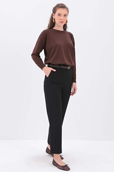 ALLDAY Siyah-Paçası Yırtmaçlı Havuç Pantolon