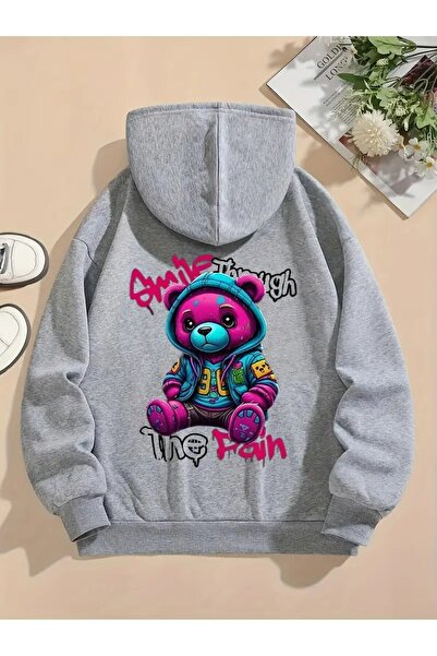 LAND MODA Φούτερ Unisex με στάμπα με κουκούλα