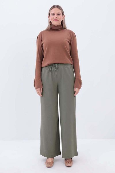 ALLDAY Pantaloni cu șnur elastic cu talie kaki
