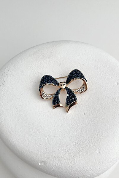 Modex Yeşil Taşlı Love Fiyonk Broş (4cm)