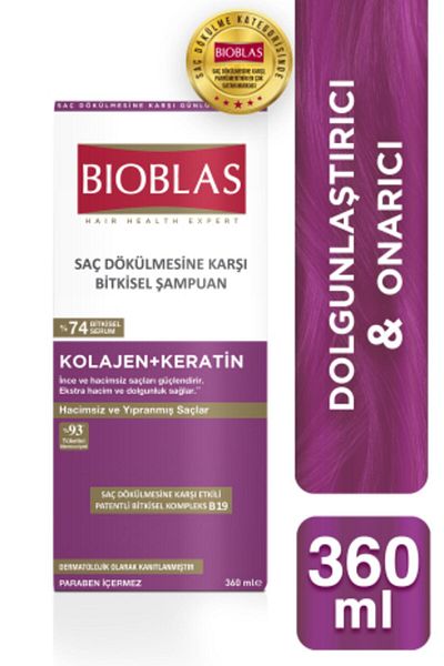 Bioblas Objemový šampon proti vypadávání vlasů Collagen Keratin 360 ml