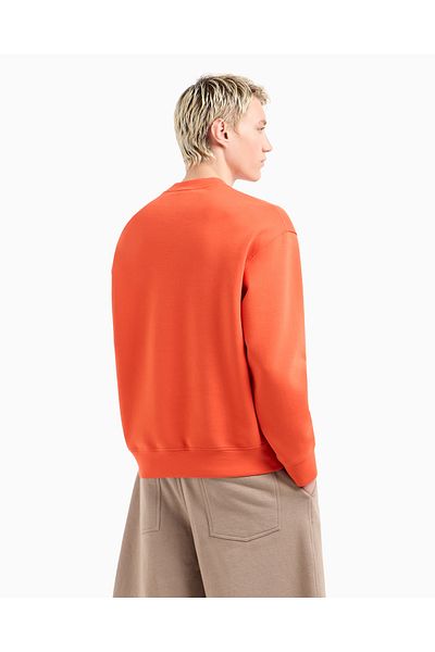 Emporio Armani Men's Round Neck Regular Fit Woven Fabric Printed Long Sleeve Red Sweatshirt Em 001052   Af10013-