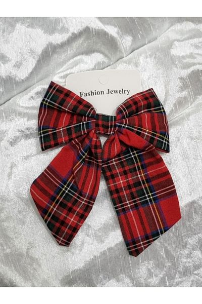 Brassito Plaid Bow Buckle Automatic Clip Collet Buckle Stylish Design Red Buckle