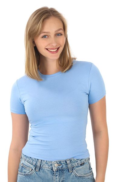 penyebizden Tricou albastru Crop Slim Fit din bumbac Lycra