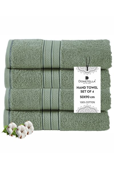 Donetella 4 - Pcs Premium Hand Towels (50x90cm) 600 GSM 100% Combed Cotton