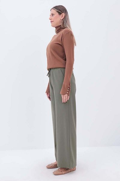 ALLDAY Pantaloni cu șnur elastic cu talie kaki