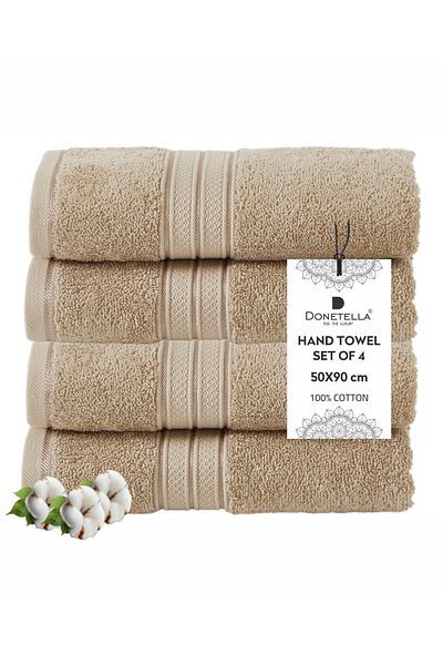 Donetella 4 - Pcs Premium Hand Towels (50x90cm) 600 GSM 100% Combed Cotton