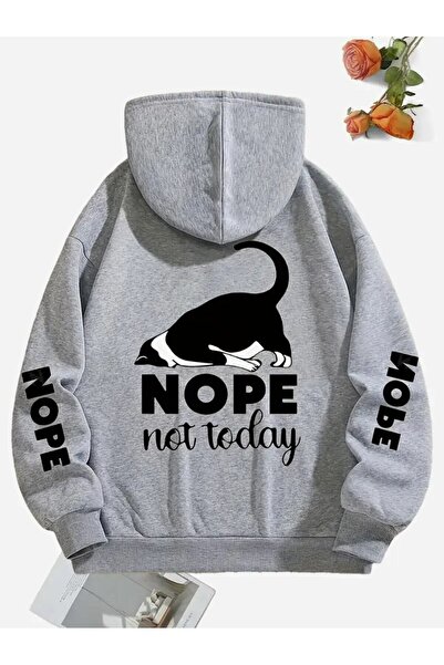 LAND MODA Unisex Φούτερ με κουκούλα και στάμπα NOPE