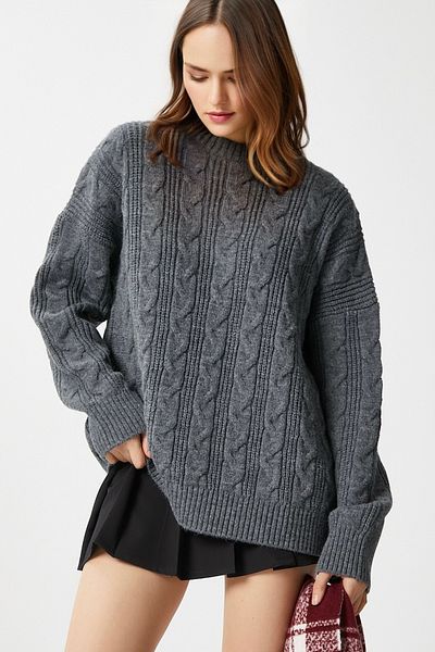 Ritnice Pulover de damă Stella Soft Oversize Antracit Tricotaj