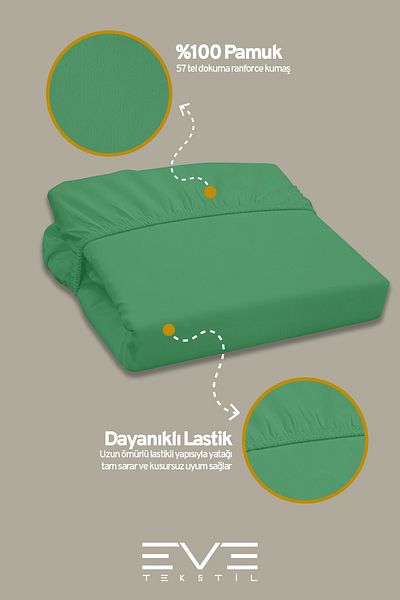 Eve Tekstil Fitted High Quality Combed Cotton Fabric Double Fitted Sheet