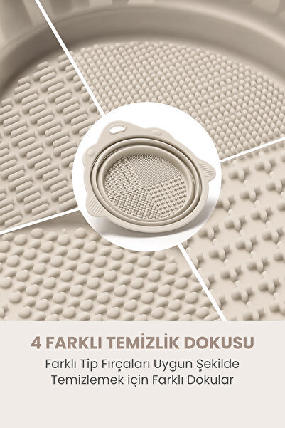 mei Silikon Makyaj Fırçası Temizleme Kabı Aparatı, Katlanabilir, Fırça ve Sünger Temizleme Matı