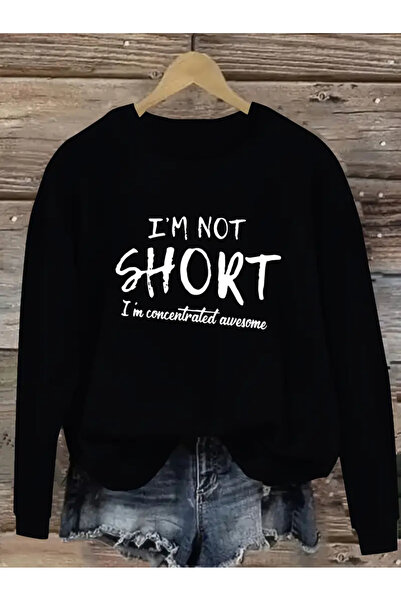 Nebulaa Tekstil سويت شيرت نسائي كاجوال برقبة دائرية من NEBULAA أنا لست قصيرًا...