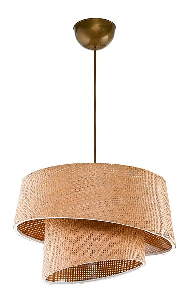 EvLight Eftelya Brown Hazeran Rattan 2-Tier Cake Pendant Lamp Chandelier