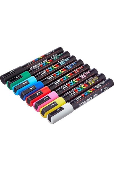 Uni Posca Water Based Marker Pc-5M 8Li - Primary Colors