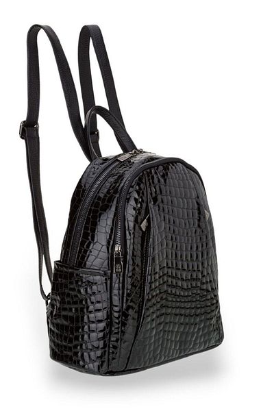 Bilik Deri Black-Croco-Patent Women's Backpack Blm01 9550-1