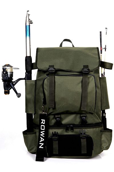 ROWAN ÇANTA Undiță de pescuit și camping kaki - Rucsac termic cu fixare și compartimente 62*41*22cm
