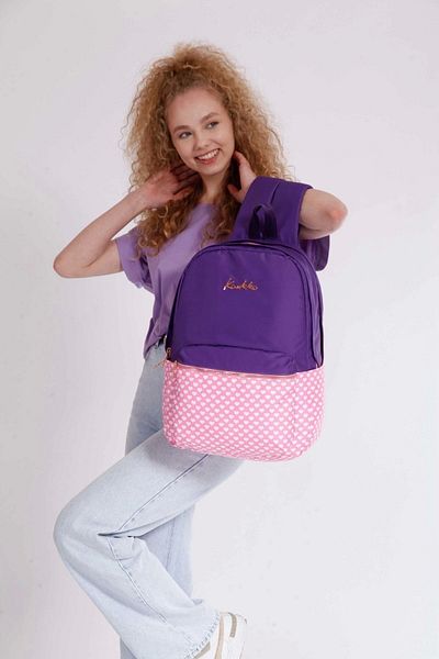KAUKKO Geantă de școală cu dungi moale 41x26x18 violet (K1362)