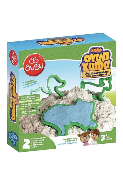 Bubu Bu-Bu Play Sand and Farm Animals Molded Set 500 Gr. - Ku0058