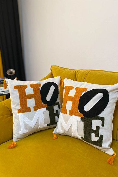e-Bizz Store Punch Embroidered 2 Pieces Throw Pillow Cover