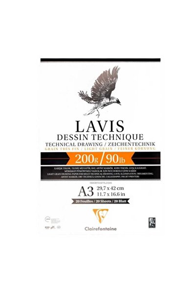 Clairefontaine Lavis Multi Teknik Çizim Defteri A3 200gr 20 Yaprak
