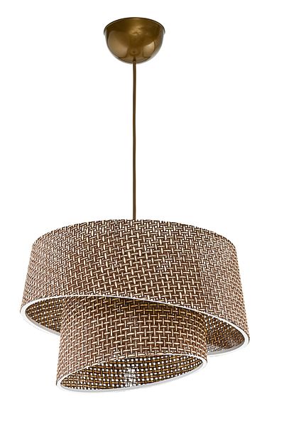 EvLight Eftelya Beige Hazeran Rattan 2 Tier Cake Pendant Lamp Chandelier