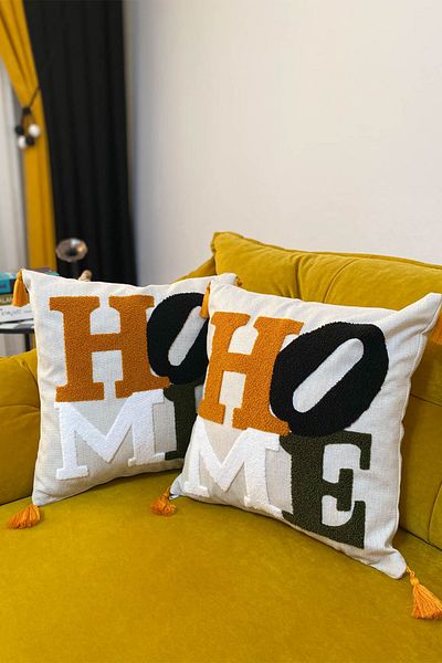 e-Bizz Store Punch Embroidered 2 Pieces Throw Pillow Cover
