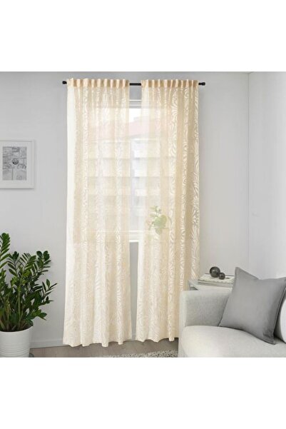 IKEA - SKAREFLY, tül perde/2 kanat, bej, 145x300 cm