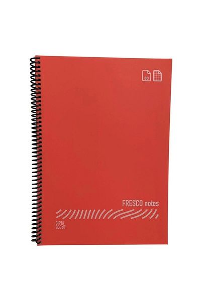 Gıpta Fresco Spiral Plastic Cover A4 Notebook 80 Sheets Lined - 1 Red