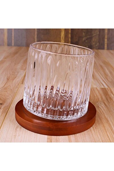 PERLOTUS 360 with Bamboo Cup Base °   Spinning Whiskey Glass and Steel Ice Cubes Set