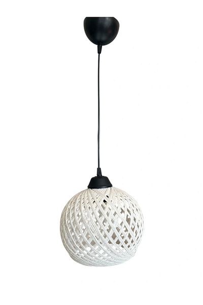 CONANA Pendant Lamp Rope Ball Chandelier 20cm Head - Ecru Ball (70cm Black Cable)