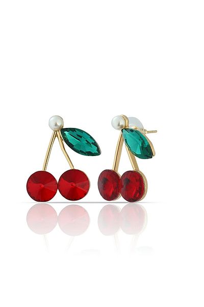 mos&more Gold Cherry Design Stylish Women's Earrings