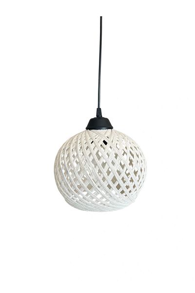 CONANA Pendant Lamp Rope Ball Chandelier 20cm Head - Ecru Ball (70cm Black Cable)