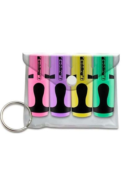 Edding 4-Piece Highlighter Mini Pencil Bag - Pastel Colors ED7P499PAS