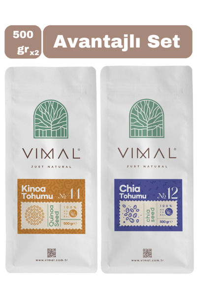 RAAZ Kinoa Tohumu 500 gr Chia Tohumu 500 gr Avantajlı 2'li Set