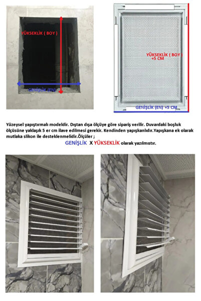 NUBLADO Havalandırma Menfezi Banyo Wc Tuvalet Menfez Plastik Panjur Gri 35X35 cm
