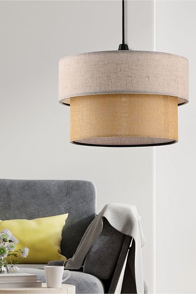EvLight Juteype Linen Fabric - 2 Tier Cake Chandelier Bedroom Children's Room