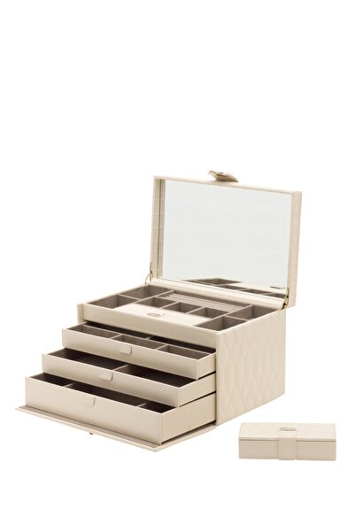 Wolf Caroline Büyük Takı Kutusu 19 Bölmeli, Deri, Altın Aksesuarlarla