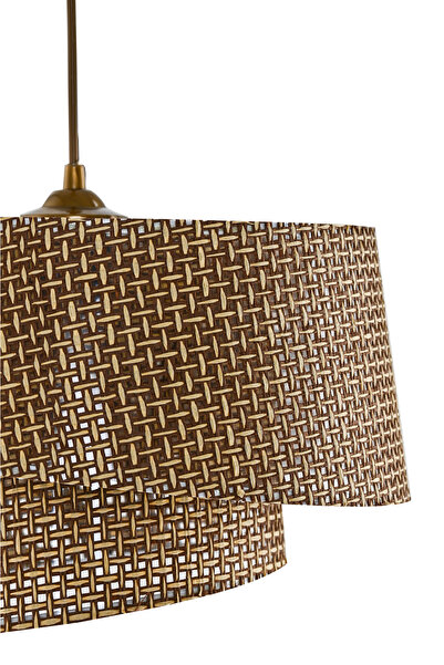 EvLight Eftelya Bej Hazeran Rattan 2 Katlı Pasta Sarkıt Avize