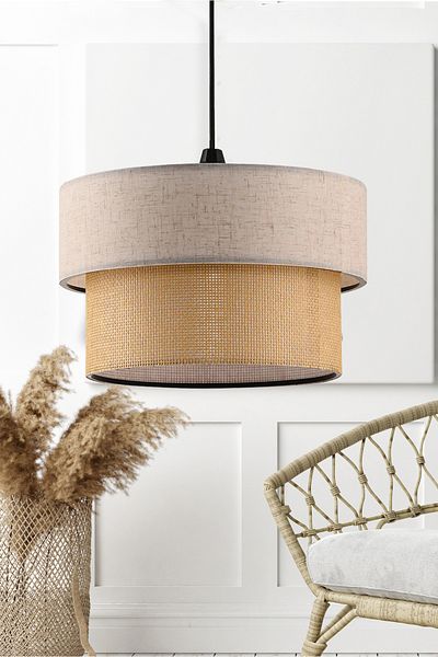 EvLight Juteype Linen Fabric - 2 Tier Cake Chandelier Bedroom Children's Room