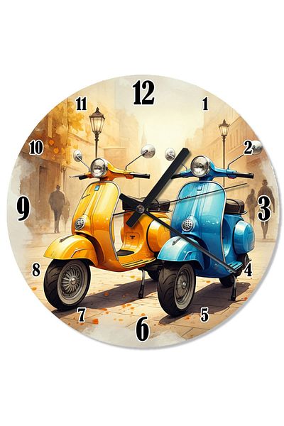 karizmart Colorful Vespa Scooters Shaped Wall Clock