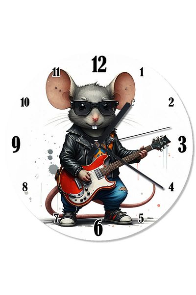 karizmart Guitar Playing Mouse Special Design Wall Clock