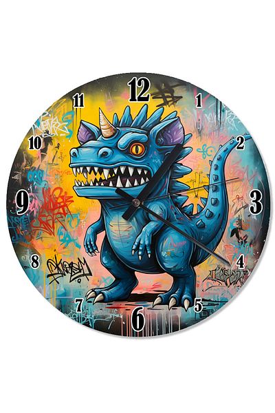 karizmart Cute Blue Dinosaur Design Wall Clock