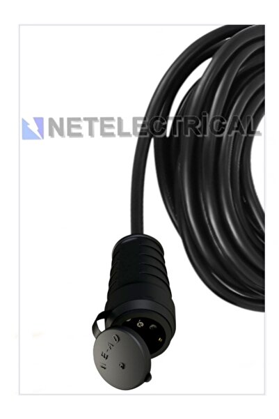 NETELECTRİCAL Kauçuk Tekli Topraklı Ara Uzatma Kablosu 4 METRE 3x2.5 Mm² Ttr Kalın Siyah Kablolu