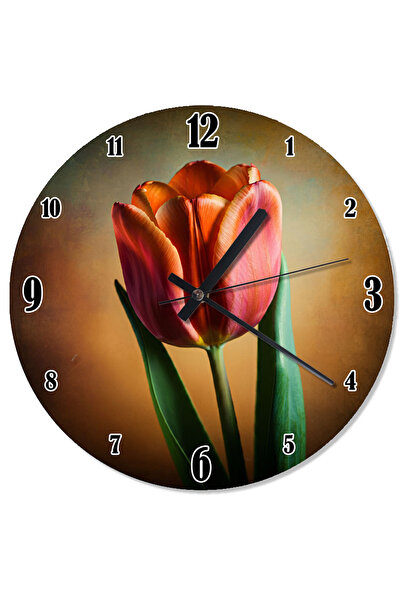 karizmart ساعة حائط منقوشة على شكل زهرة التوليب الملونة